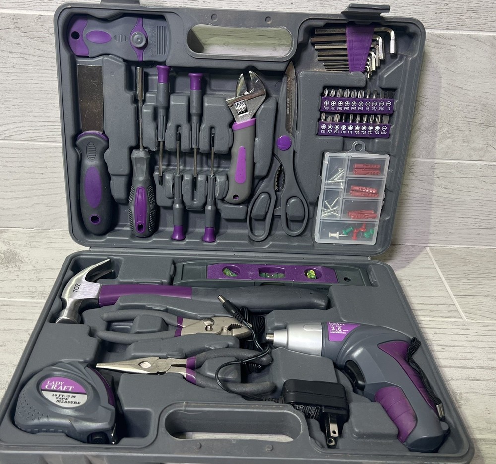 Lady Craft 44pcs 4V Cordless Screwdriver Tool Kit w Storage Case