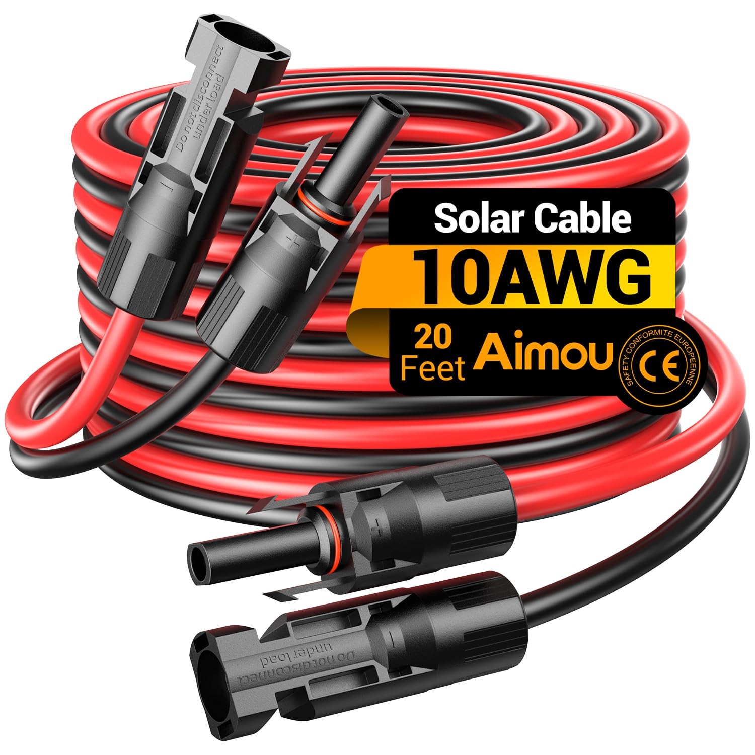 Aimou 20Feet 10AWG Solar Extension Cable, 10 Gauge Panel 10AWG, 20FT