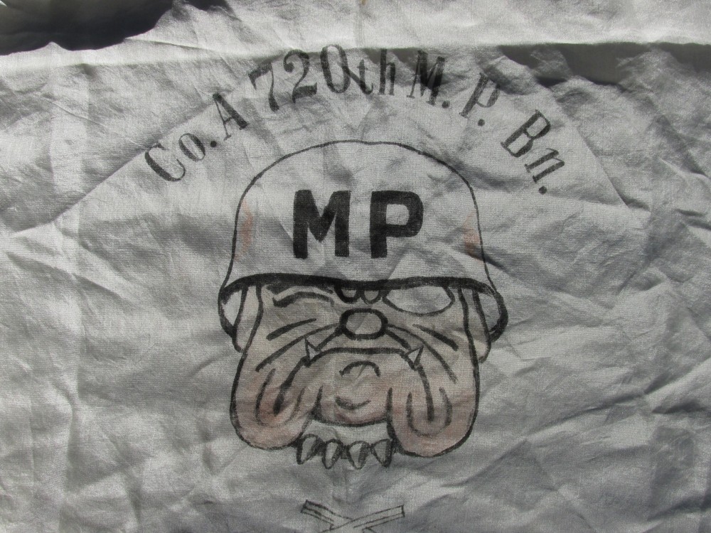 US Army Co A 720th MP Battalion painted scarf Bulldog 1947 Tokyo Japan