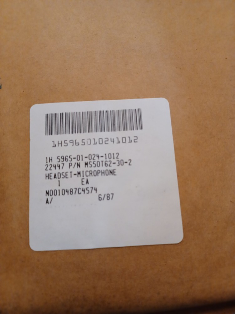 HEADSET - MICHROPHONE, MS50T62-30-2, APOLLO PROGRAM TYPE