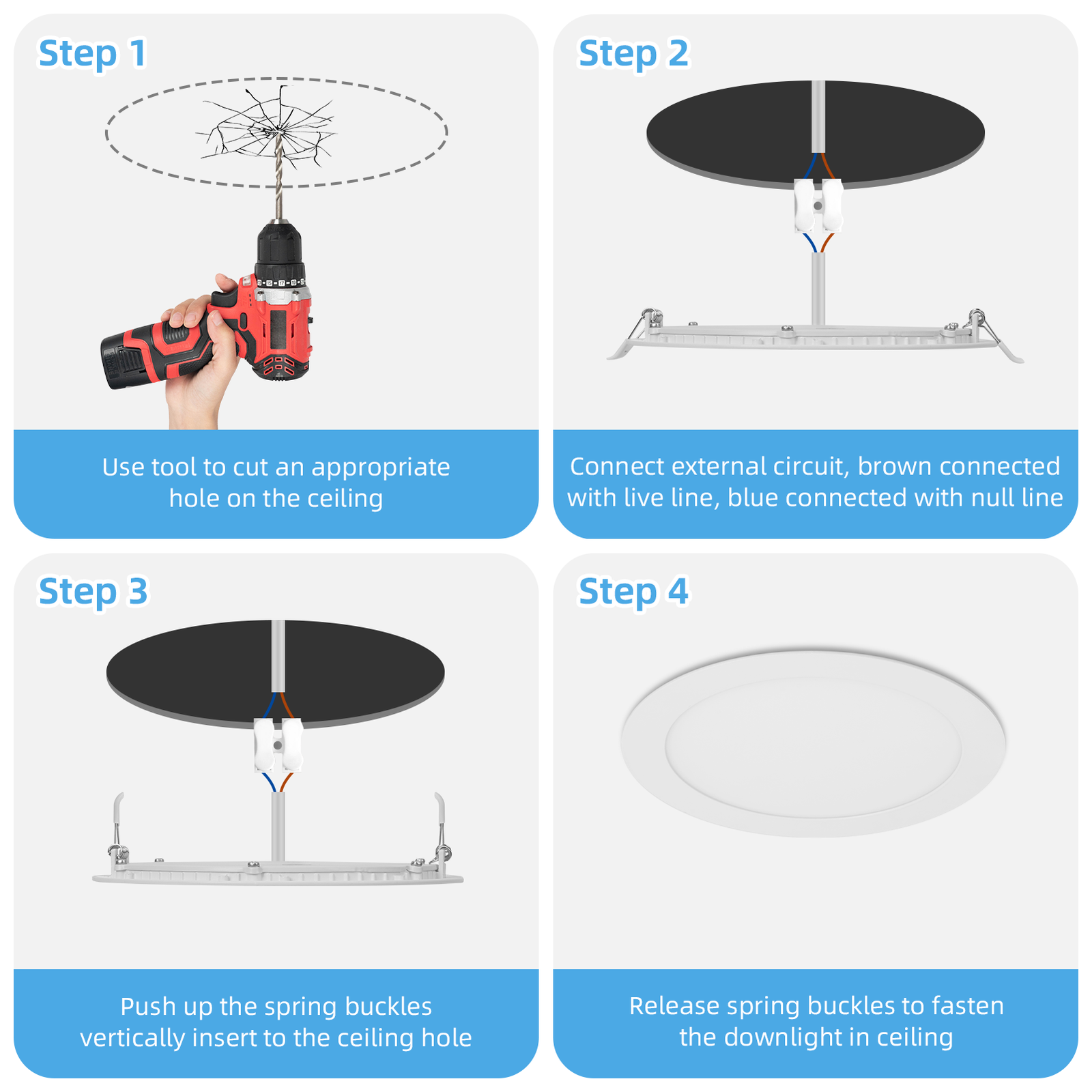 3Inch-11Inch LED Ceiling Lights Ultra-Thin Recessed Retrofits Kit 6000K Daylight