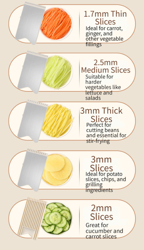 Stainless Steel Vegetable Processor with 5 Replaceable Blades for Kitchen Use