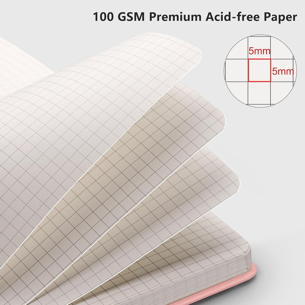 Graph Grid Paper Notebook, 192 Pages, A5 Medium Size (5.7'' x 8.3''), 5 Squares