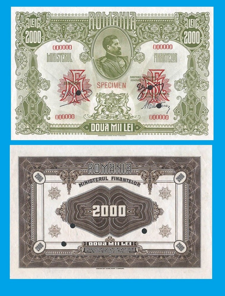 Romania  Ferdinand  2000 lei 1920 - Copy