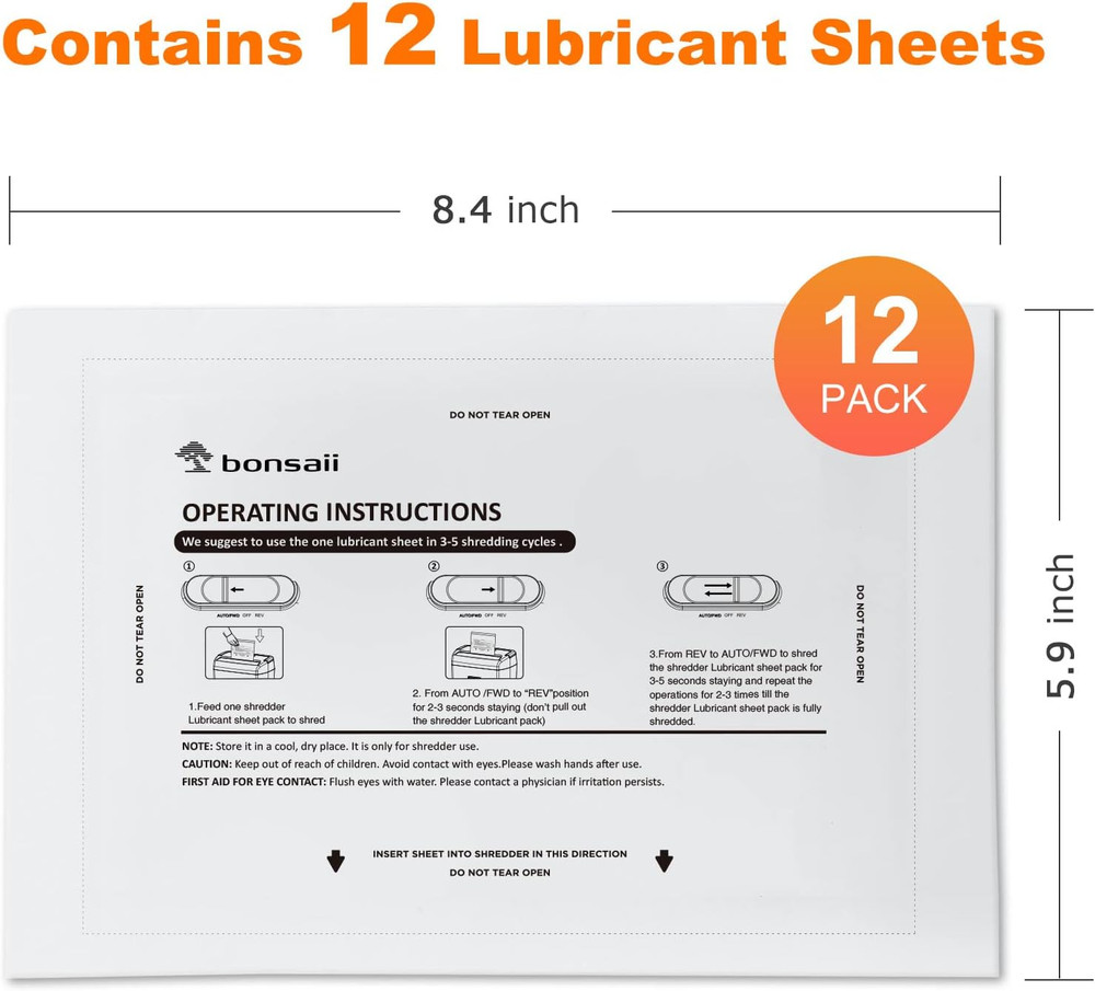 Amazon Basics Paper Shredder Lubricant and Sharpening Sheets - 12 Pack