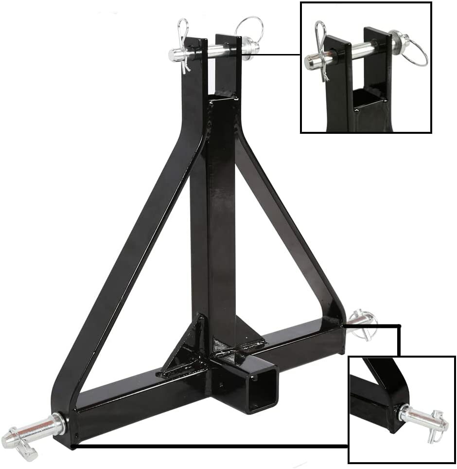 3 Point 2" Receiver Trailer Hitch Category 1 Tractor Pulling Tow Drawbar Adapter