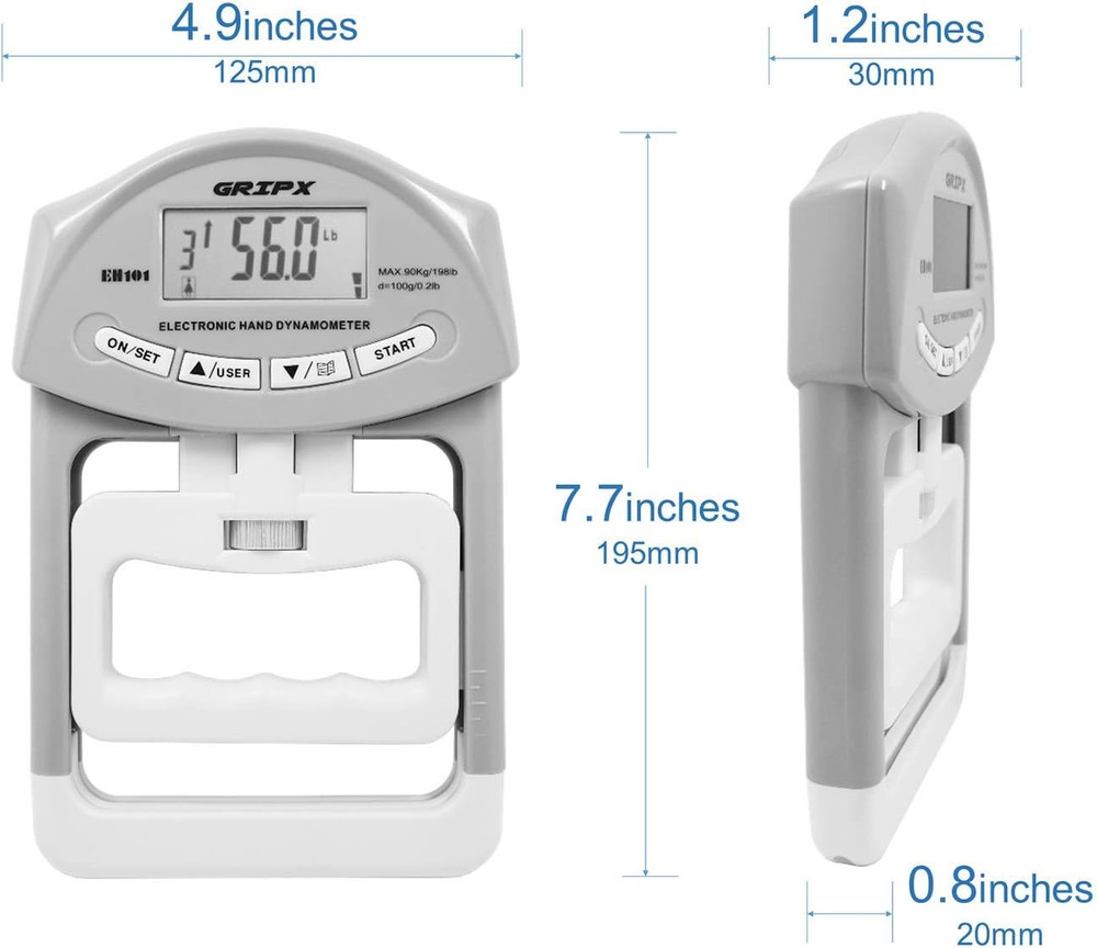 GRIPX Digital Hand Dynamometer Grip Strength Measurement Meter Auto Capturing E