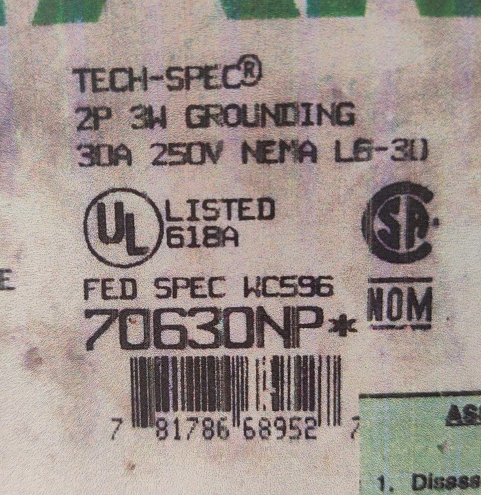 NEMA L8-20 20A 480VAC 3-WIRE LOCKING CONNECTOR WOW!!