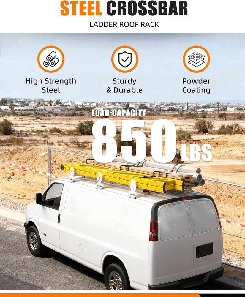 Chevy Express Ladder Rack 850lbs No Drill Rain Gutters