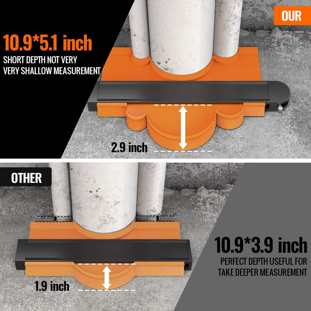 Contour Gauge Duplicator Set, 5" & 10" Profile Tools for Precise Shape Copying