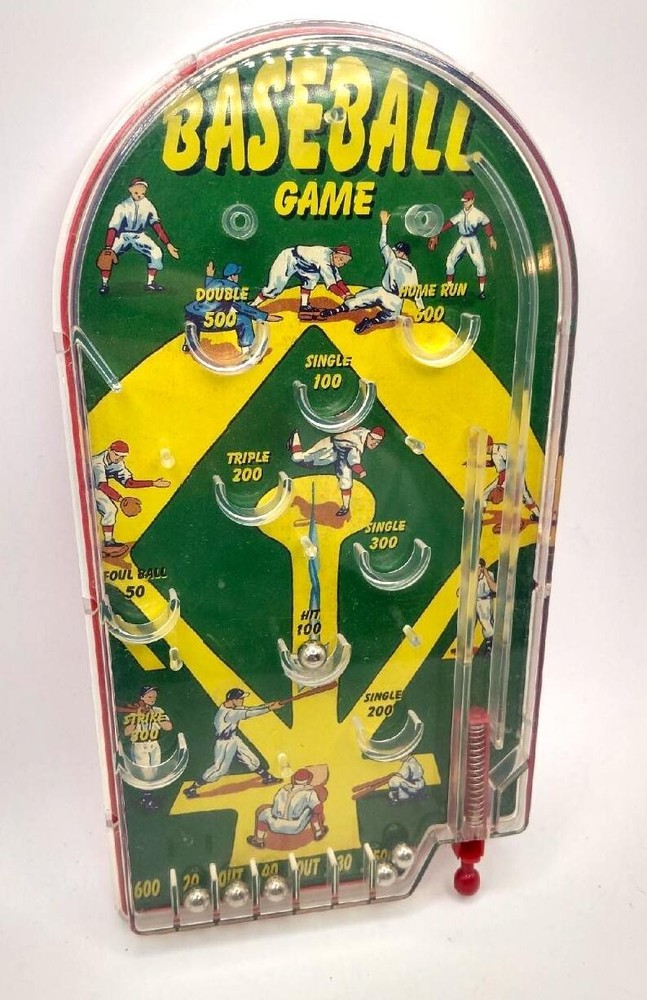Schylling Baseball Game Mini Pinball Machine Arcade Excellent Condition.