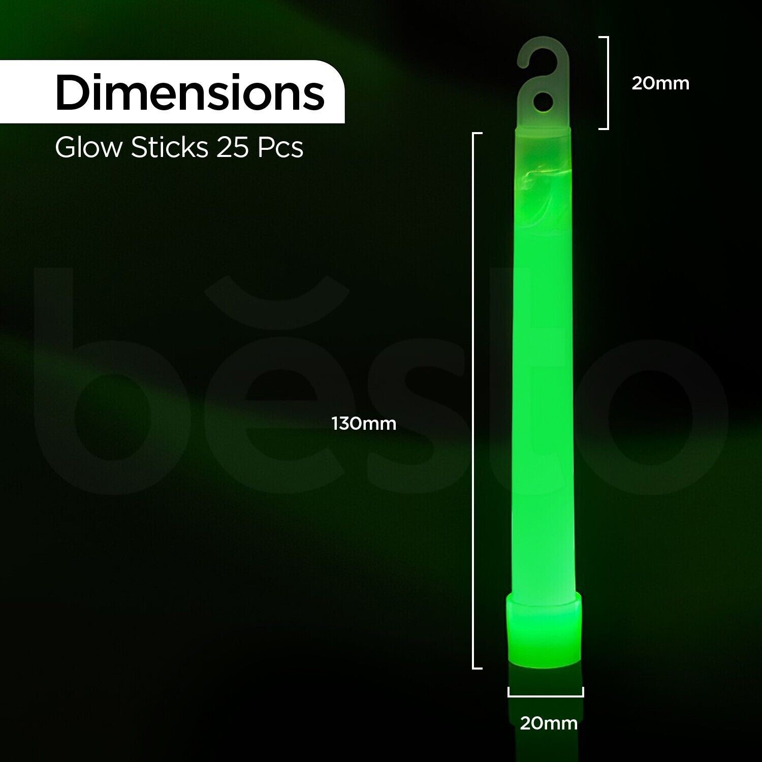 25 x Premium Glow Sticks 6inch Long Light Up Sticks Party Safety Light
