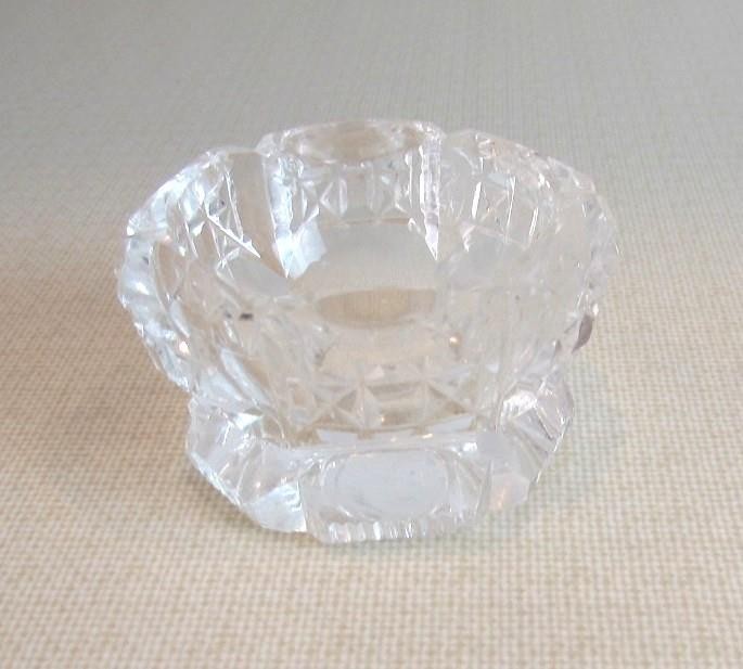 Pedestal Base Beveled Hexagon Open Salt Cellar Dip ca 1900's