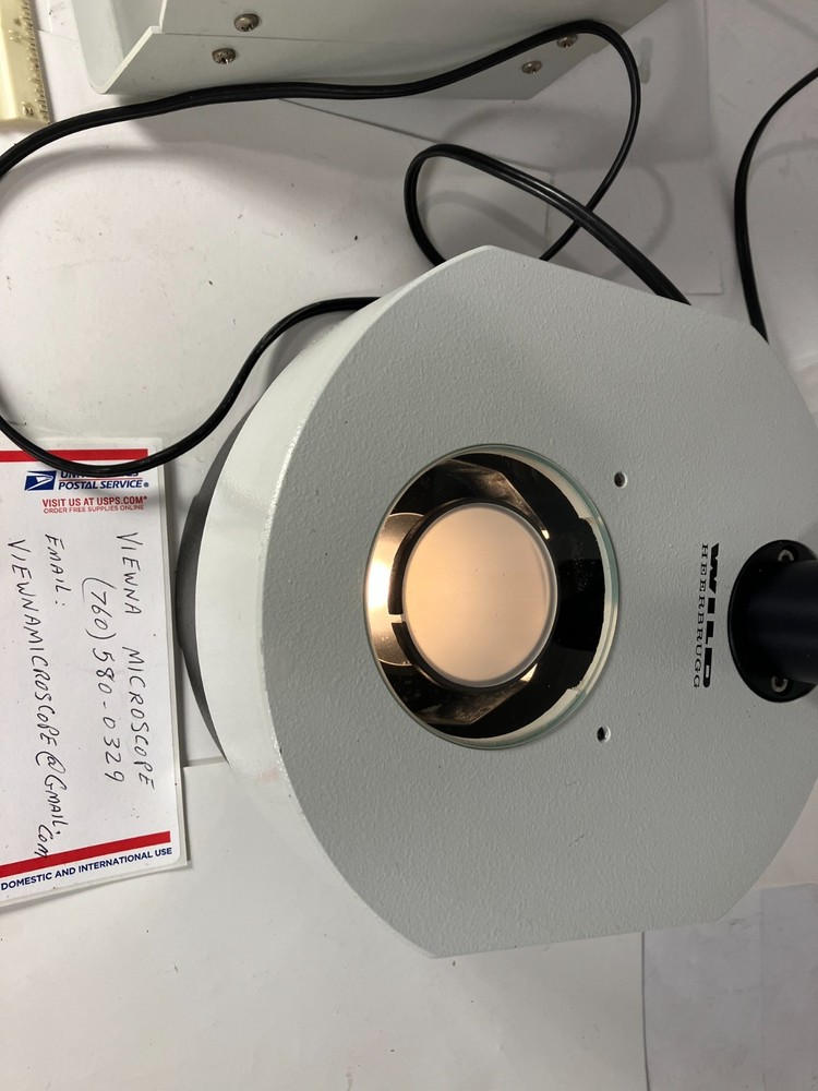 Wild Microscope transmitted light base Stand with Leitz 0- 14v power supply