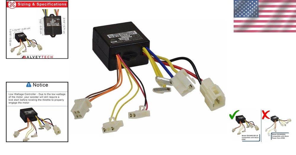 Easy Installation ZK2400-DP Controller with 4-Wire Throttle for Razor Models