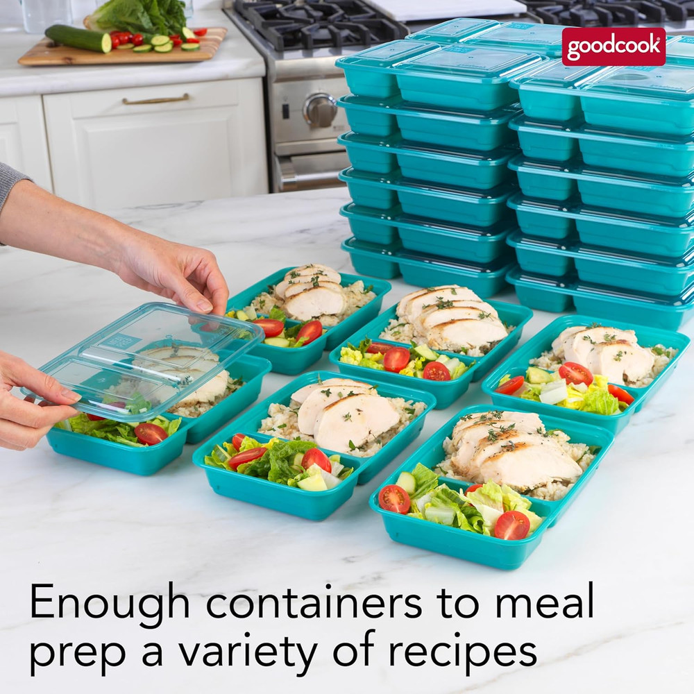Food Storage Containers for Meal Prep Rectangle Two Compartments & Made without