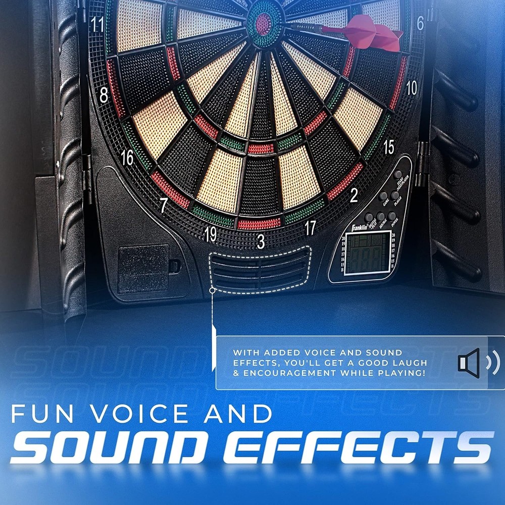 Electric Dartboard Set - Soft Tip Darts, Storage Cabinet