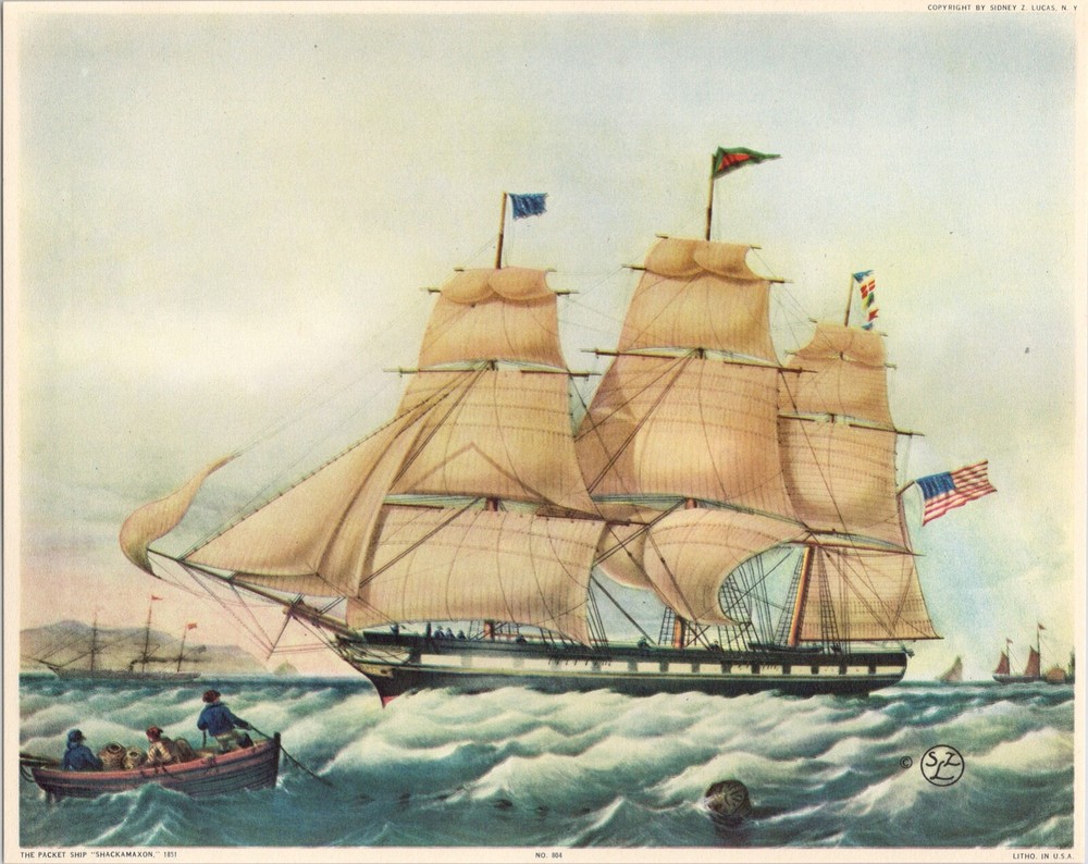 5 Different Sailing Ship Lithos 8x10 Ready to Frame