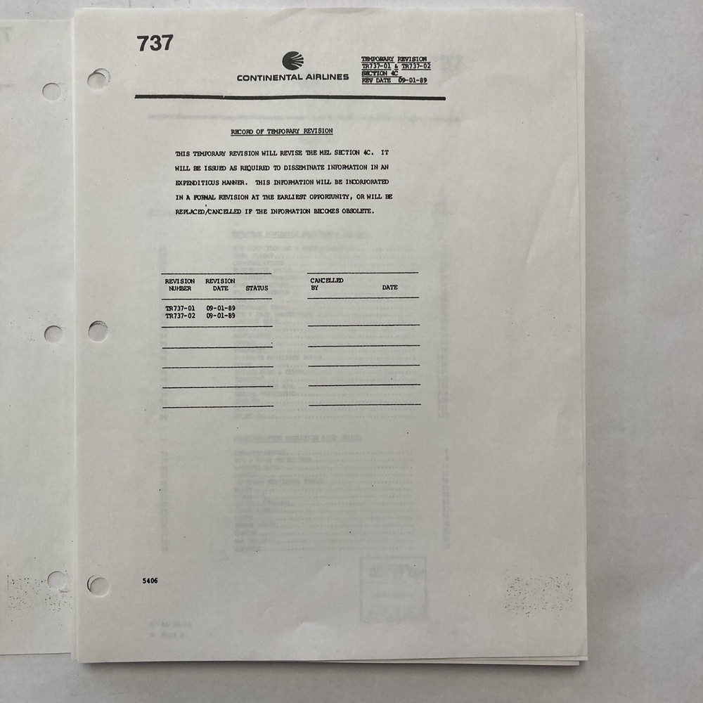 Boeing 737 Minimum Equipment List (MEL)