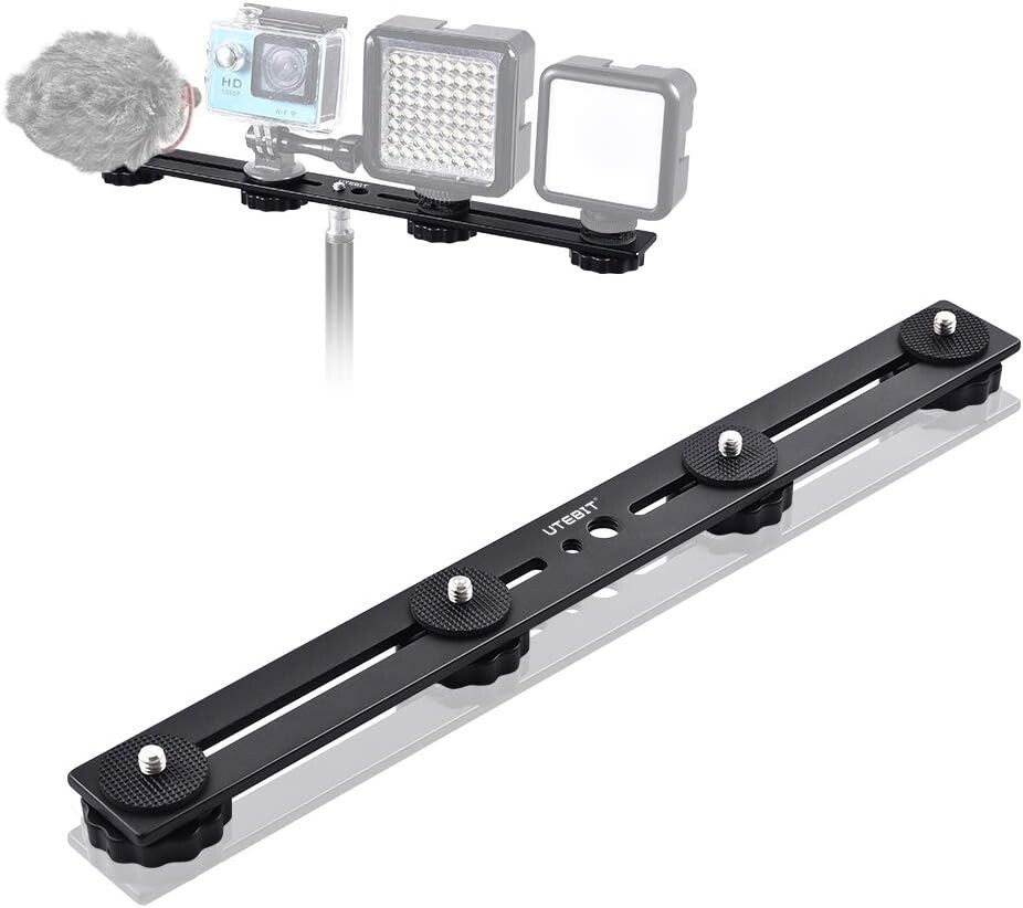 UTEBIT 11 Inch Flash Bracket, Long Dual Camera Mount Flash Bracket Extension Bar