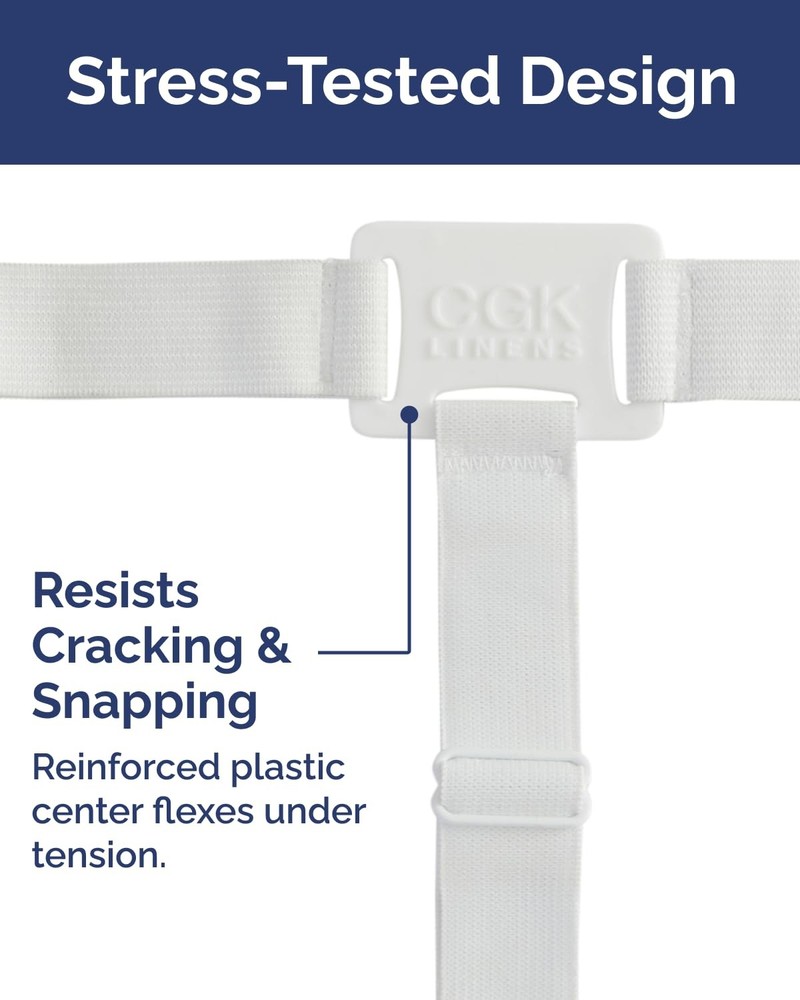 Bed Sheet Holders - Adjustable Elastic Fasteners with Metal Clips - Sheet Cli...