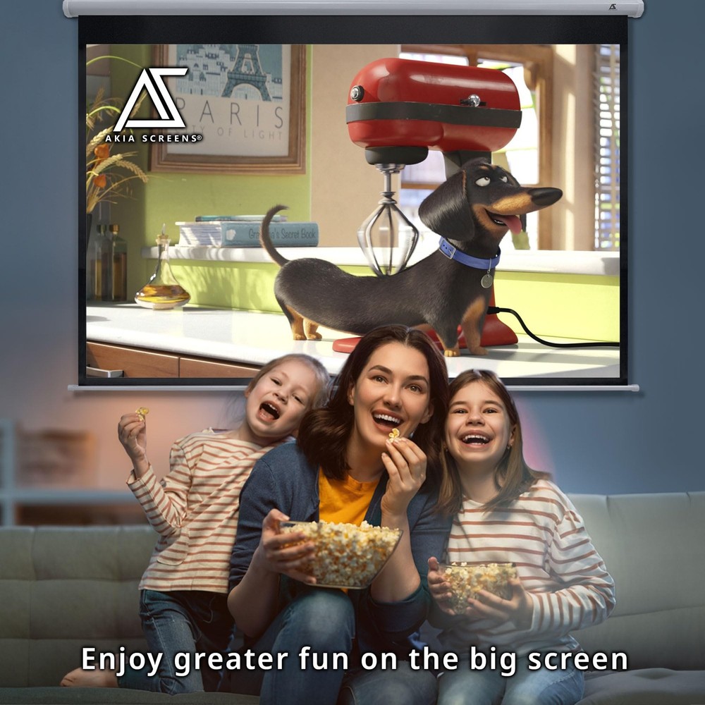 100-Inch Manual Pull Down Home Theater Projector Screen 4:3, Retractable Wall...