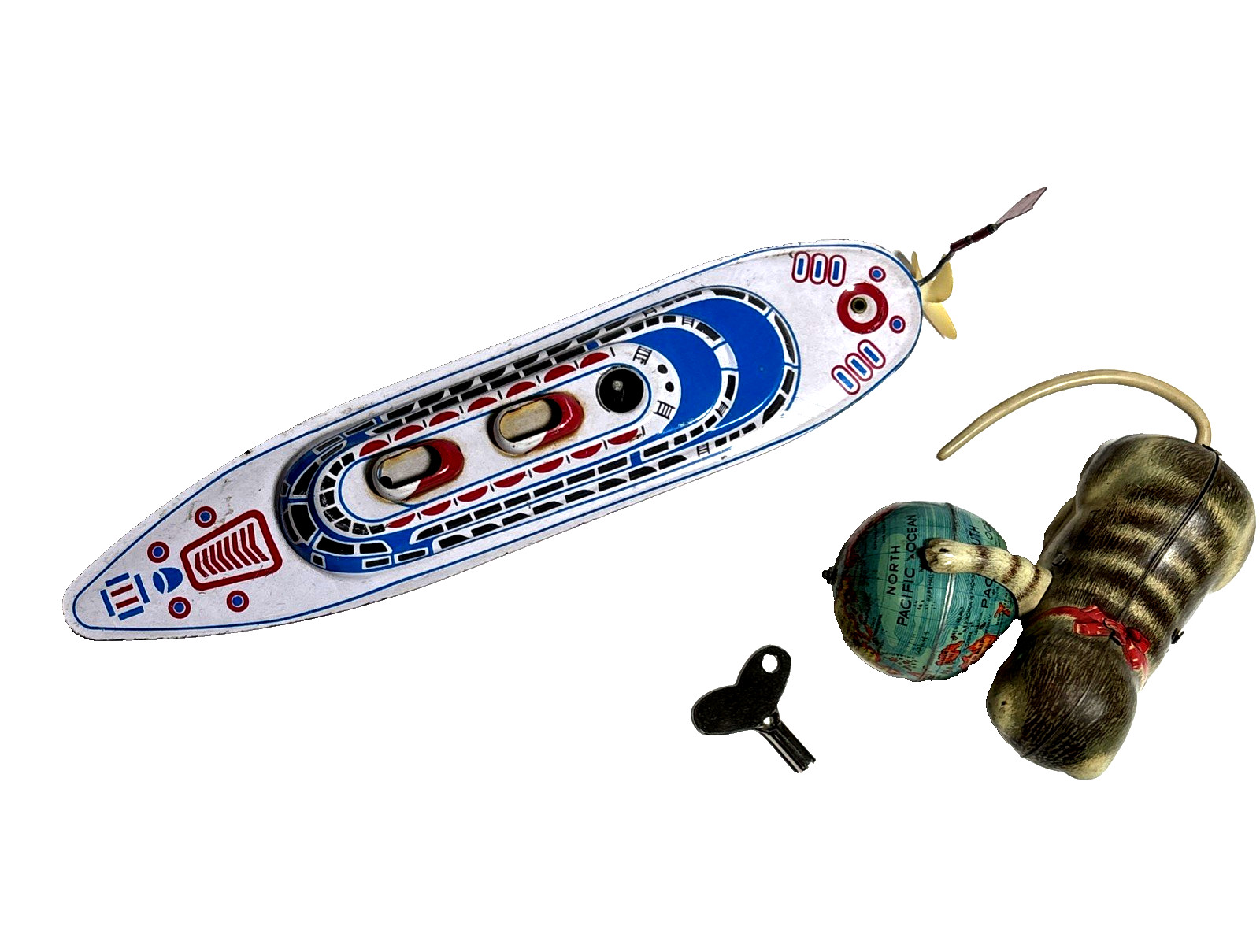 2 VTG Tin Lithograph Wind Up Toys W. German 1950-1960 Good working order, 1 key