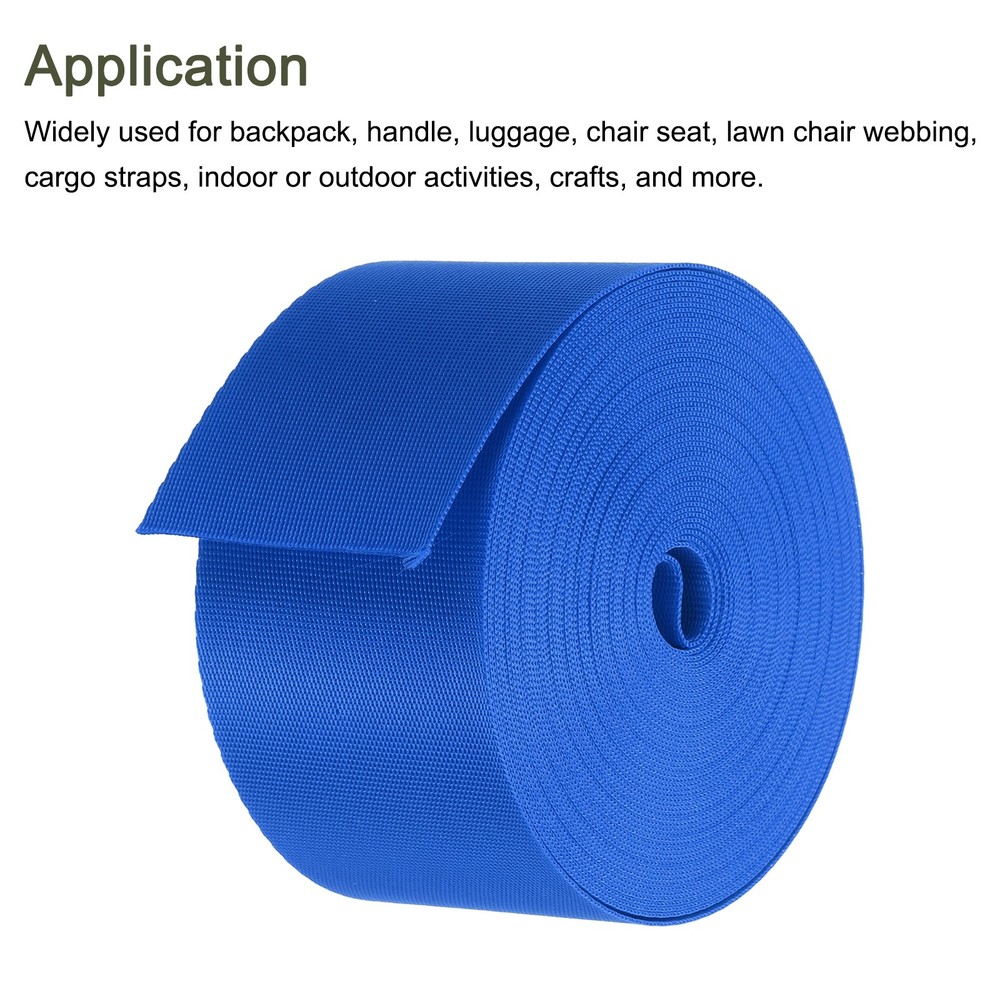 Flat Nylon Webbing Strap 2 Inch 10 Yards Blue for Backpack
