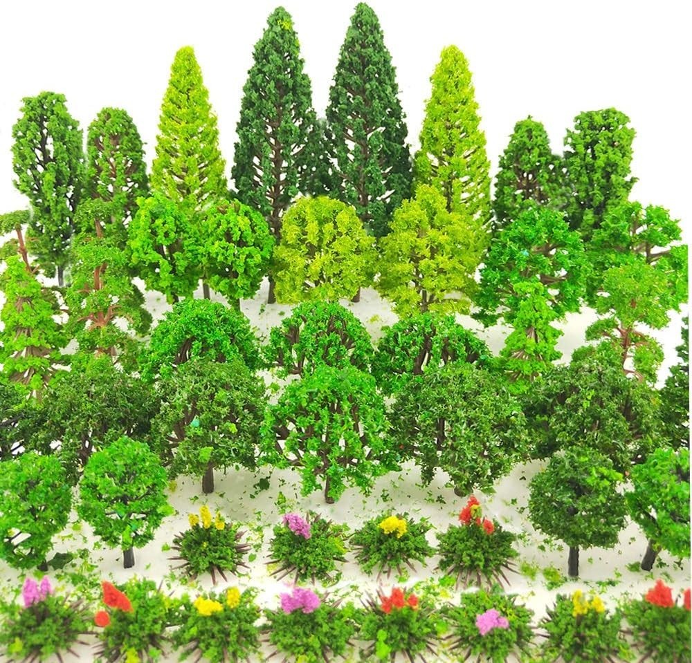 60 Pieces Model Trees 1.36-6 inch Mixed Model Tree Train Scenery Architecture...