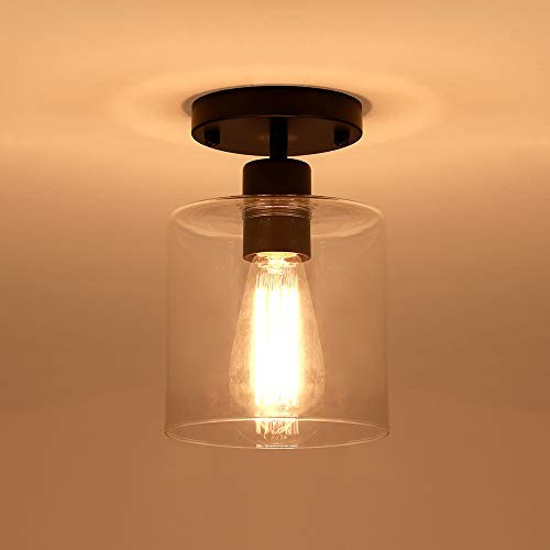 Black Modern Semi Flush Mount Ceiling Light,Rustic Ceiling Light black 1 pack