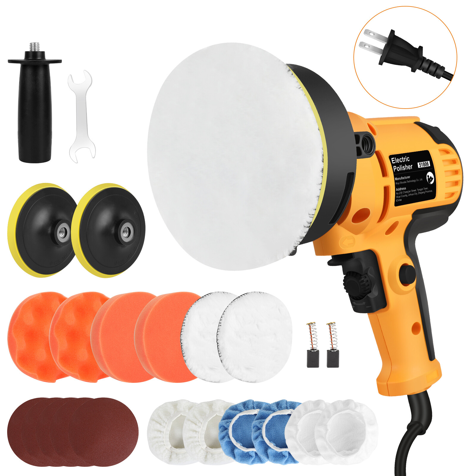 800W Car Polisher Buffer Sander Polishing Machine Kit Waxing with 5" Pad Bonnet