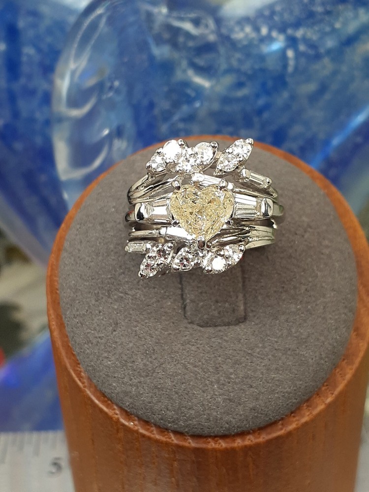 Heart Shaped Light Yellow Canary Diamond Ring 14k