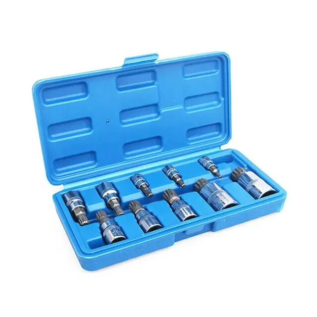 10pc XZN 12 Point MM Triple Square Spline Bit Socket Set Tamper Proof