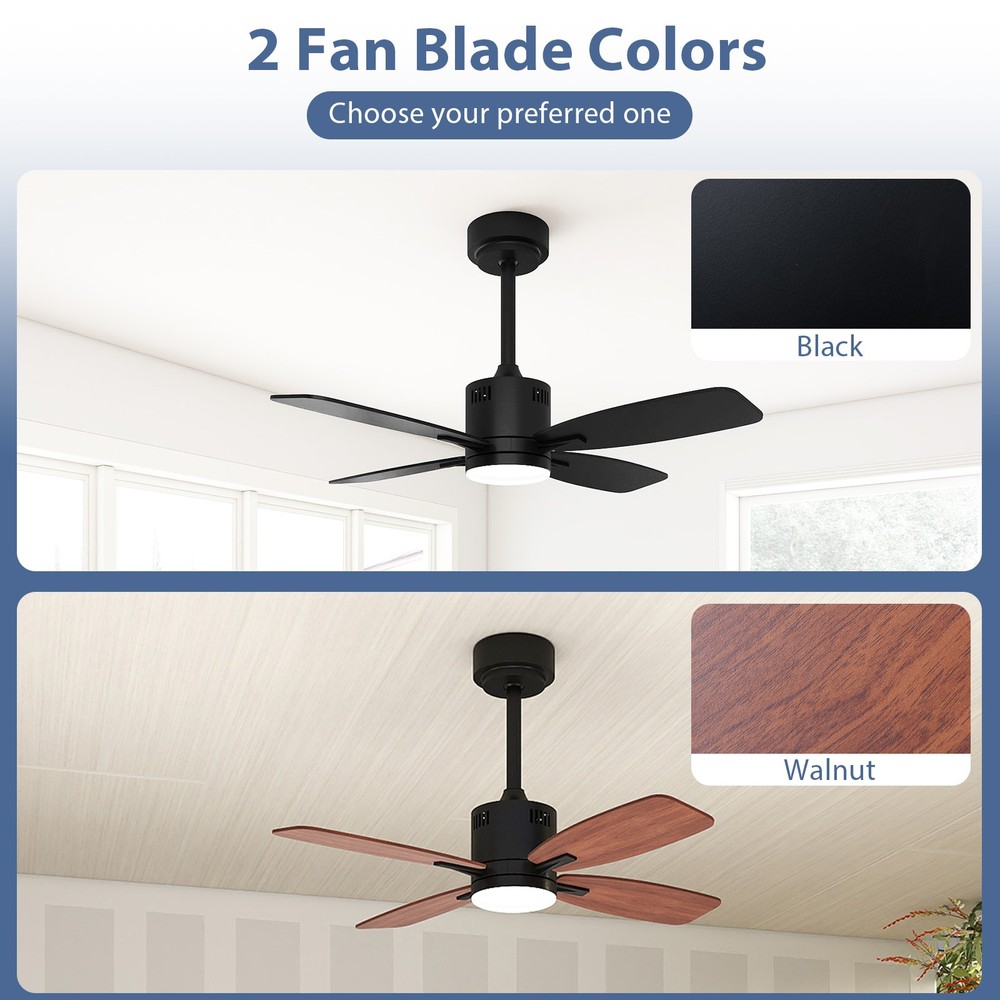 42" Ceiling Fan w/ Light & Remote 3CCT LED w/ Memory & 4H Timer Black