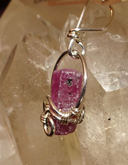 Ruby Crystal Pendant - Maya Canyon - Sterling Silver j3522