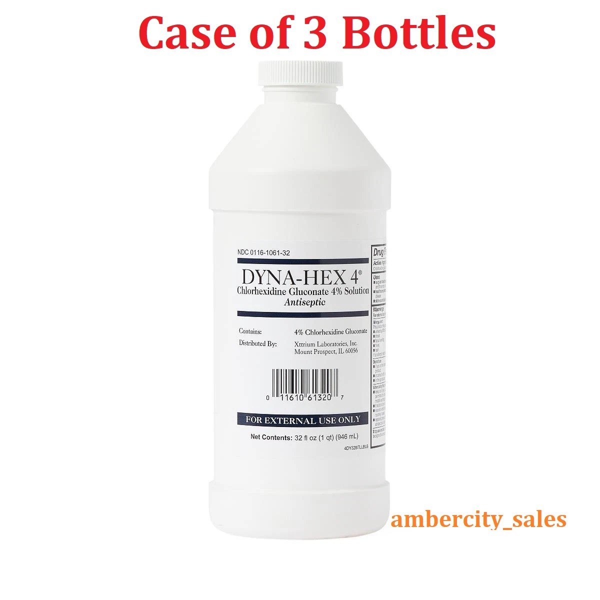 Dyna-Hex 4% CHG Liquid Bottle, 32 oz. Antiseptic (Case of 3 Bottles)