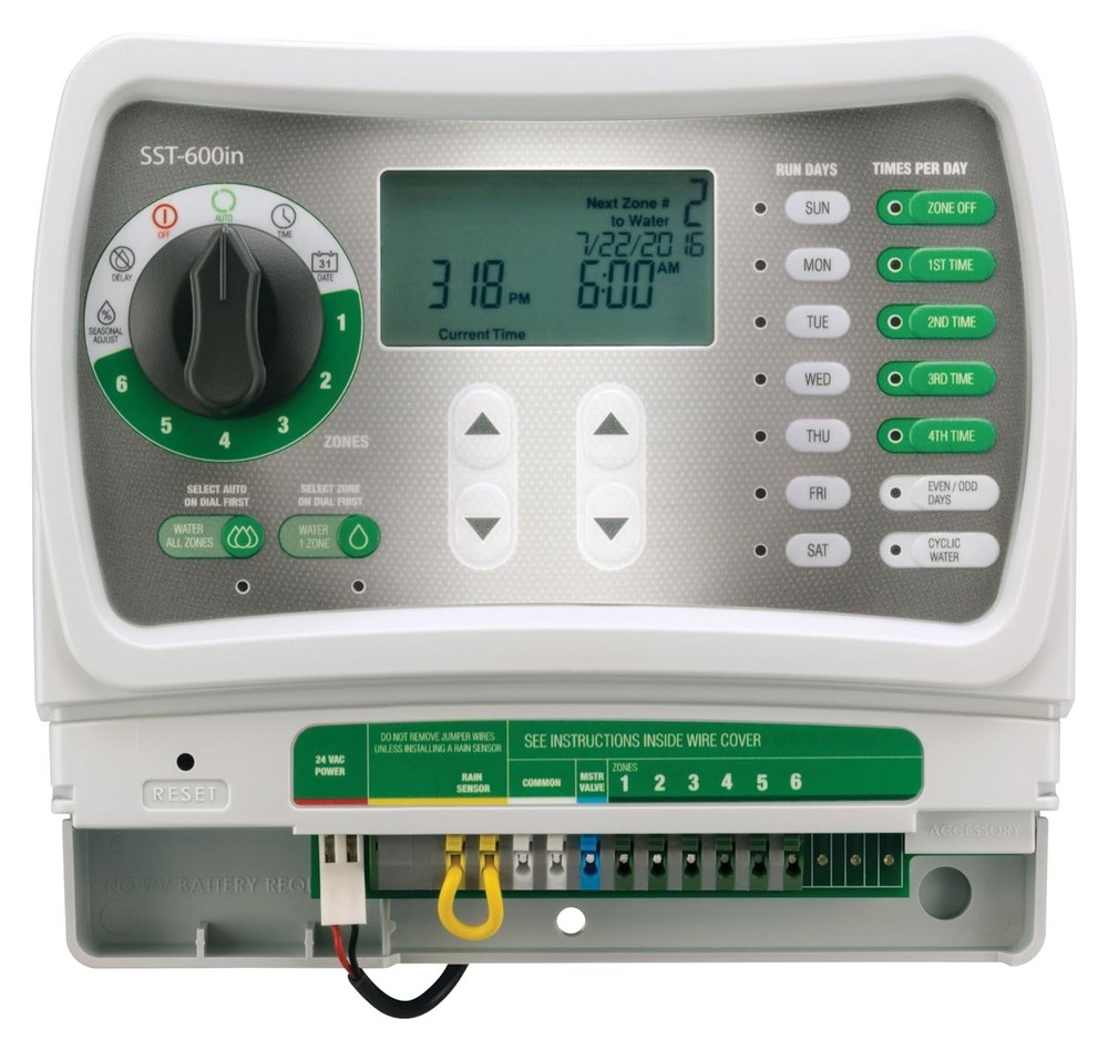 Rain Bird SST600IN 6-Zone Indoor Sprinkler Irrigation Controller Timer Gray