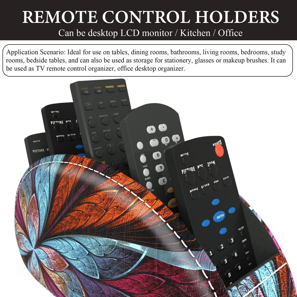 QIELIZI PU Leather Remote Caddy Desktop Organizer with 5 Spacious Compartment...
