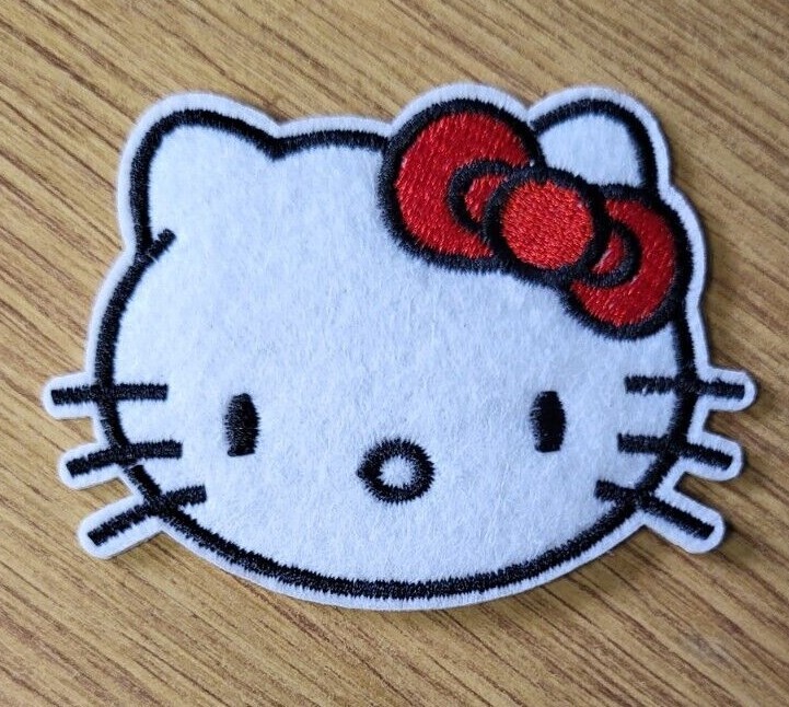 Hello Kitty Head 3 1/4 inch wide patch Style C
