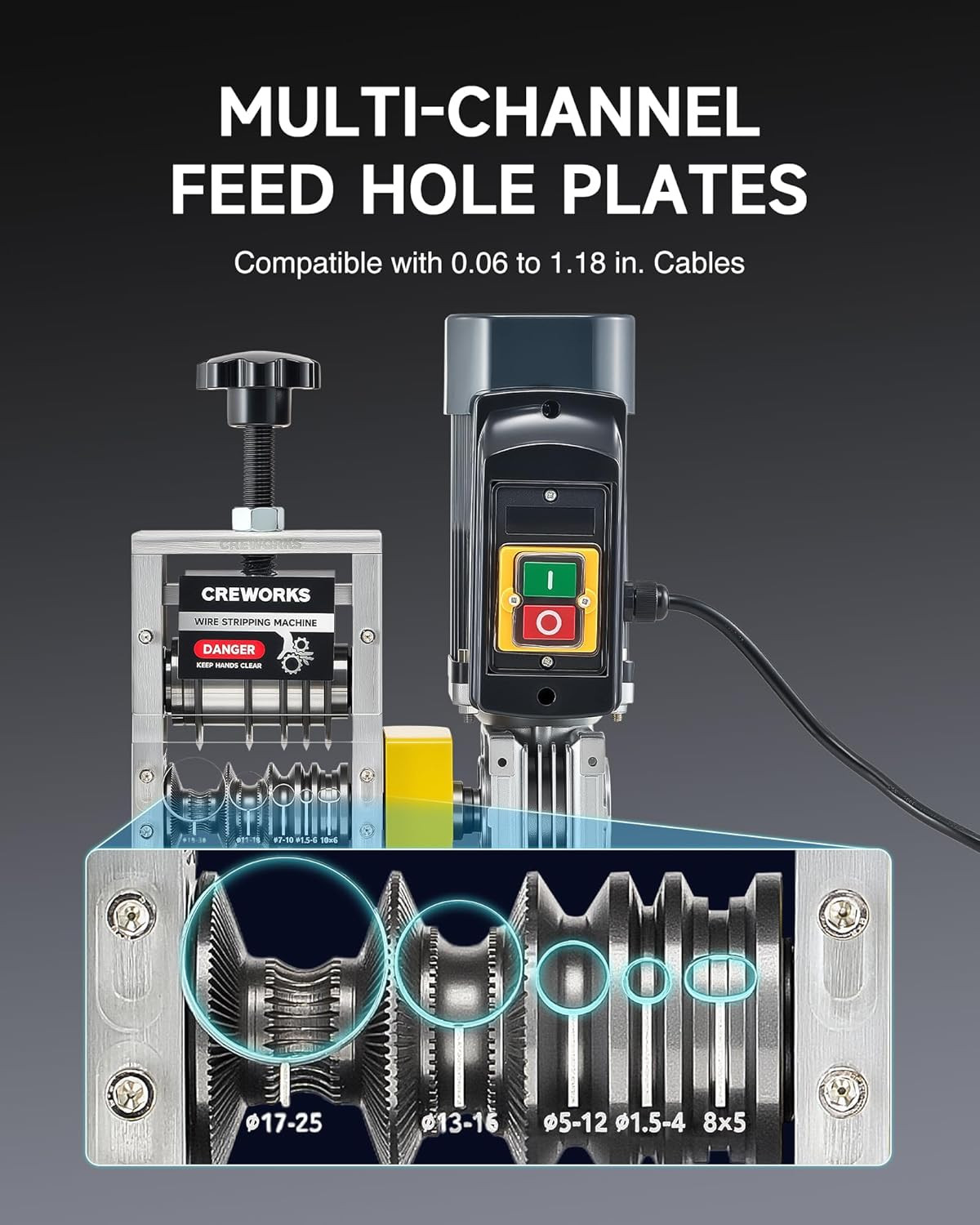 180W Motor Automatic Wire Stripper Machine, 5 Blade Electric Wire Stripping Mach