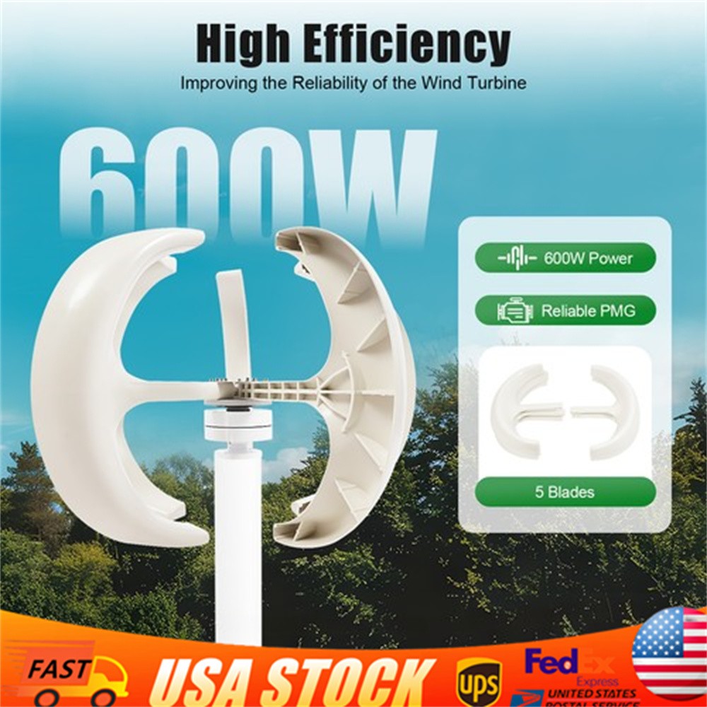 Lantern Wind Turbine Generators 5-Blade Vertical Axis Power Generator W/ Control