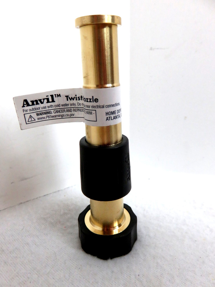 Anvil Solid Brass Hose Nozzles, 4-3/4"  Adjustable Twist Nozzle
