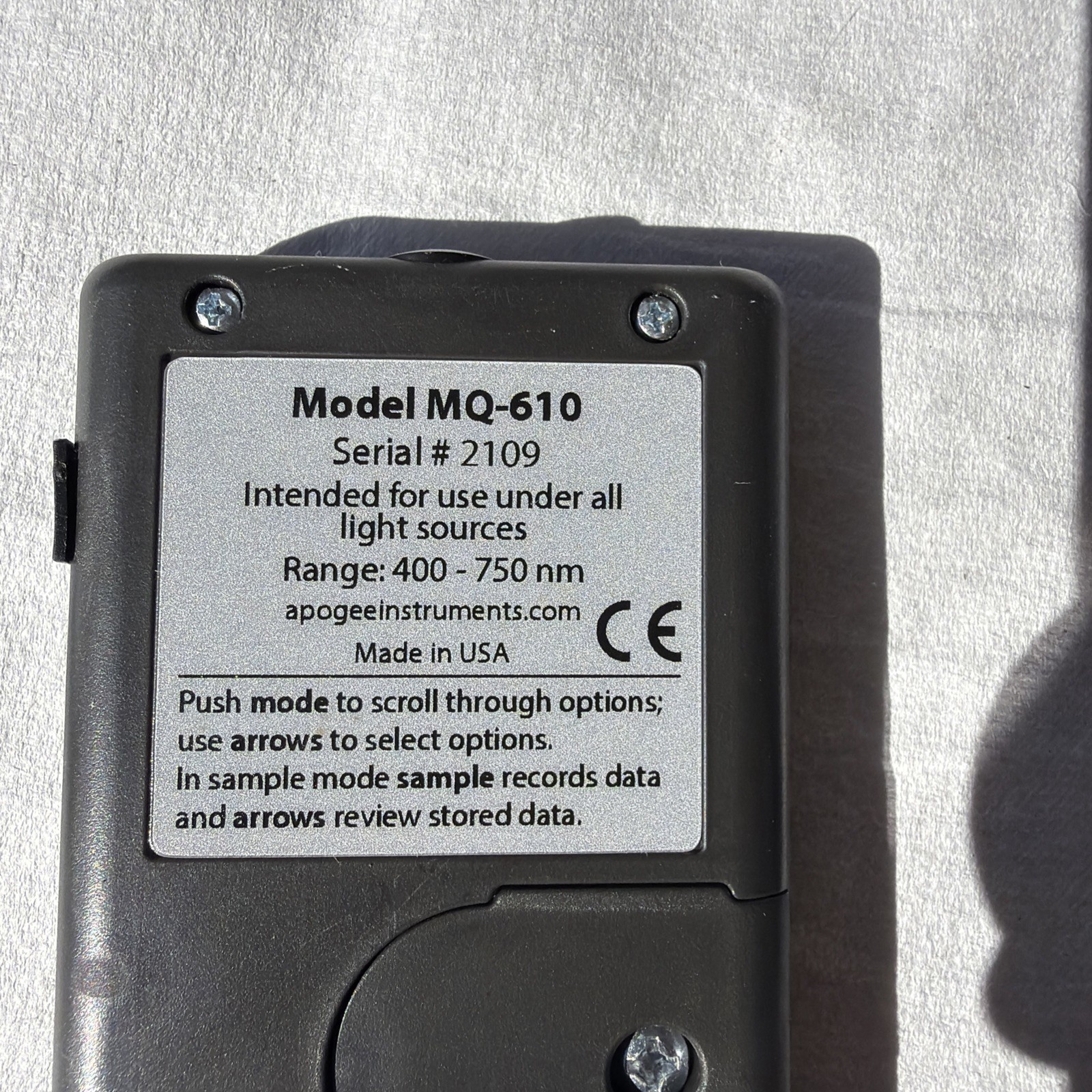 Apogee MQ-610 Quantum Flux PAR Meter Light Sensor w/ Case