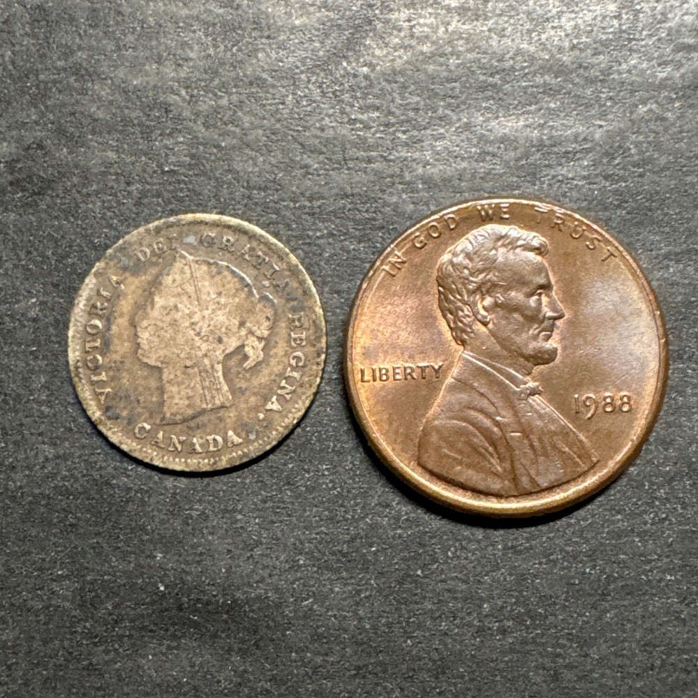 1880-H Canada 5 Five Cent Silver .925 Silver Old Victoria Tiny Coin