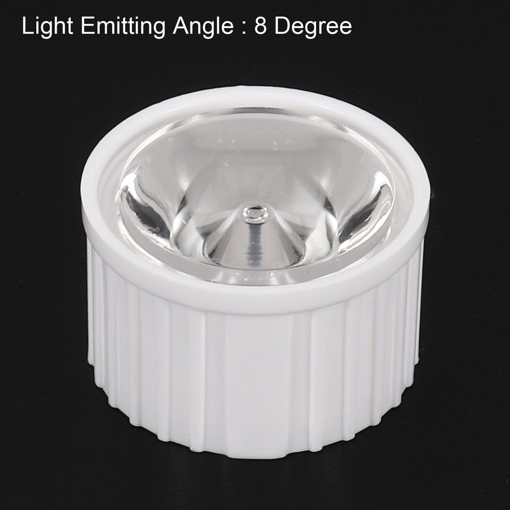 20mm LED lens 8 degrees with plastic support, 20 sets, white/transparent