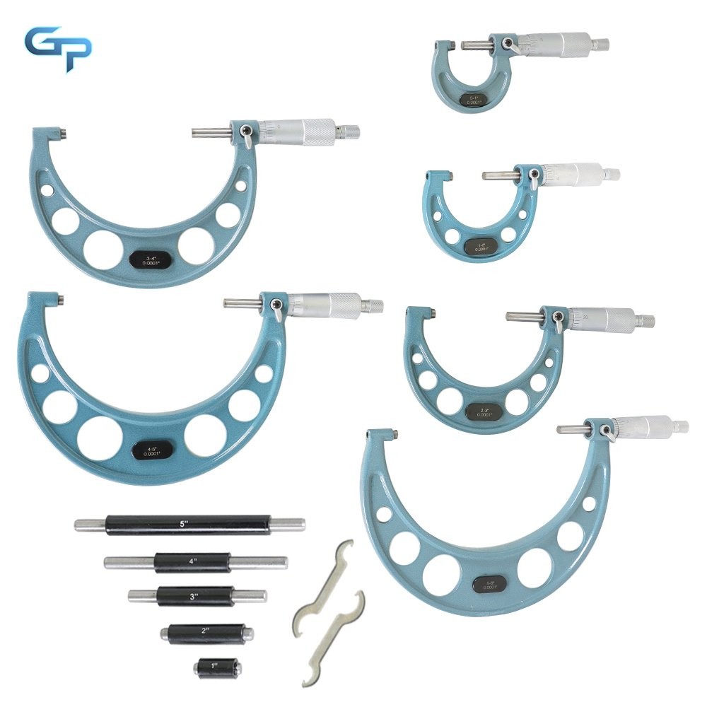 0-6" SOLID METAL FRAME MICROMETER SET 0.0001" Premium Precision