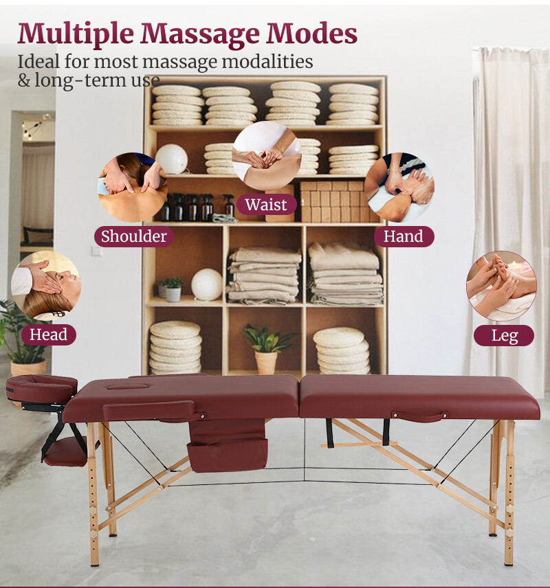 Massage Table Massage Spa Bed 73 inch Long Height Adjustable Portable 2 Folding