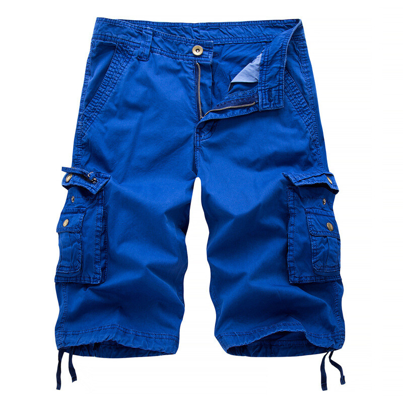 Mens Casual Solid Cargo Shorts Multi Pockets Washed Lounge Size 30-40