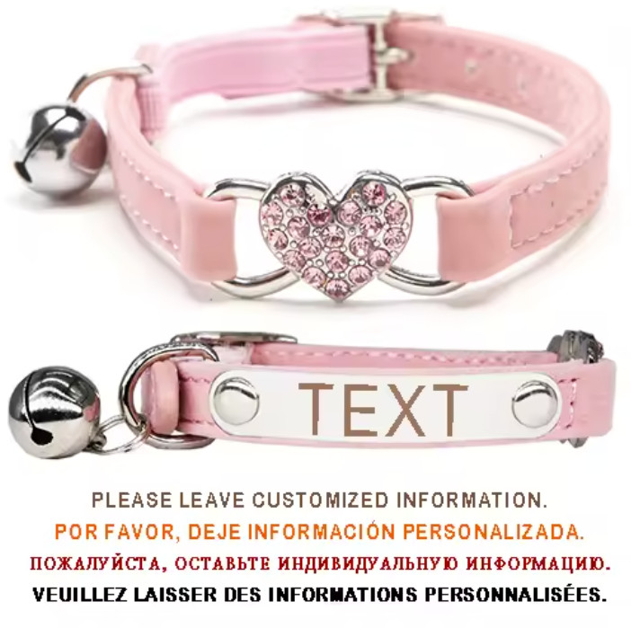 Personalized Pet ID Name Collar Rhinestone Elastic Customized Dog Cat Engraved 4