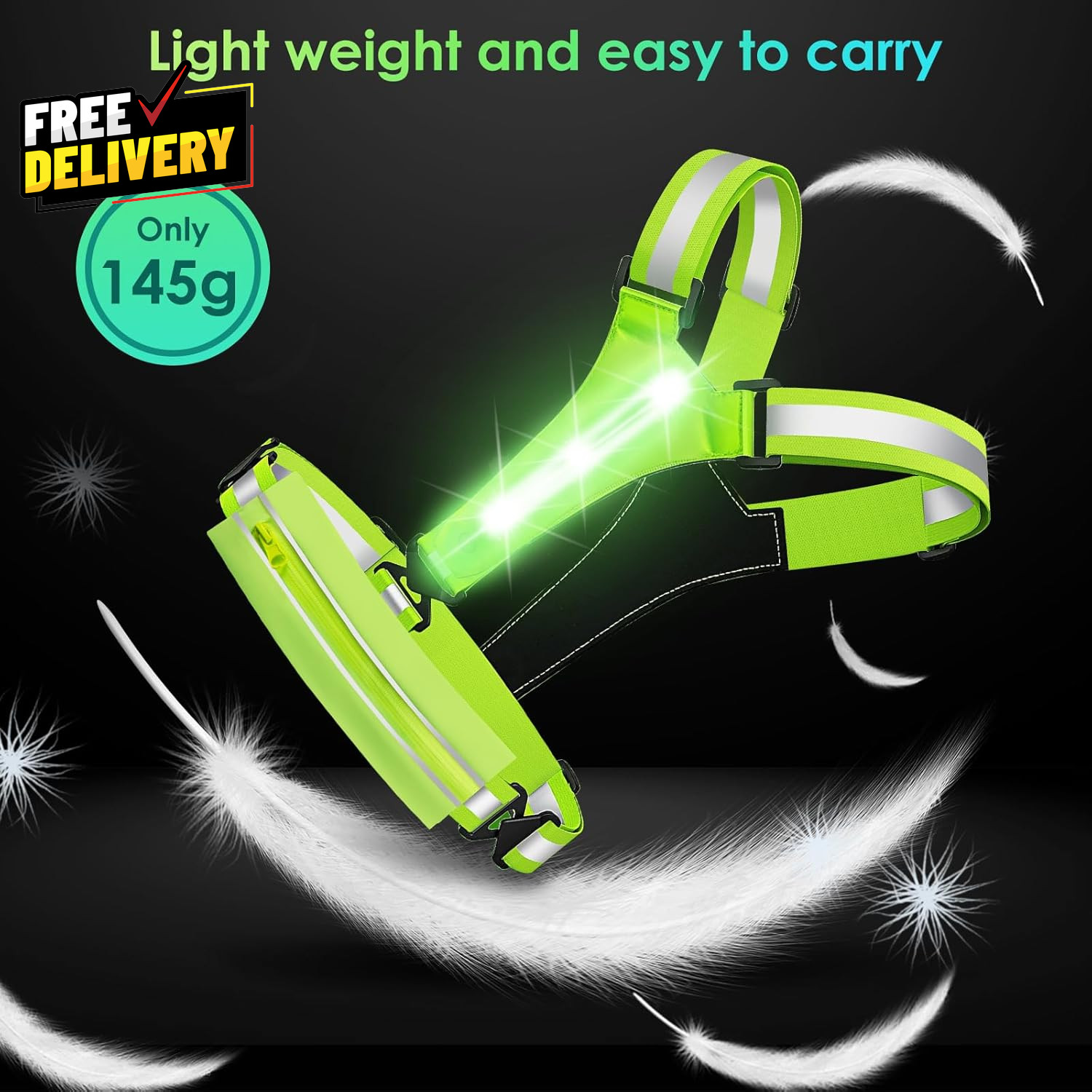 LED Reflective Light Up Safety Vest for Running Cycling Walking Night Gear...